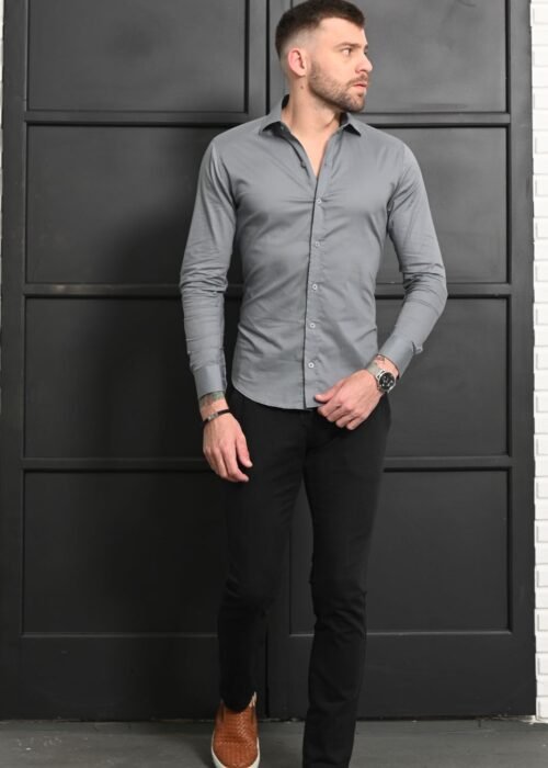 Camisa slim algodão c\ elastano