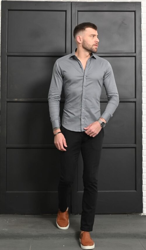 Camisa slim algodão c\ elastano