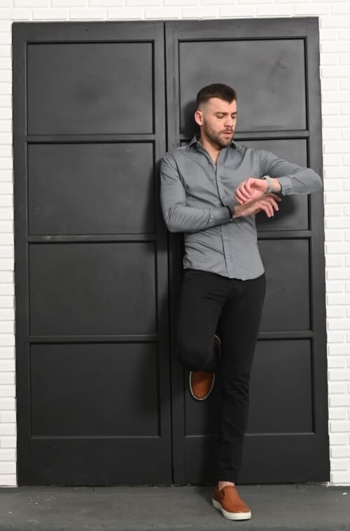 Camisa slim algodão c\ elastano - Imagem 3