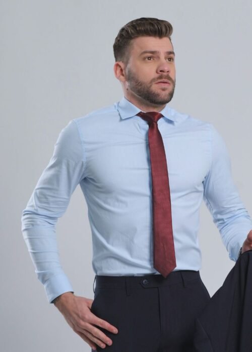 Camisa Slim Algodão c/ Elastano Azul claro
