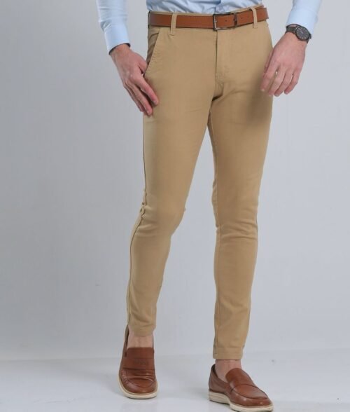 Calça Sarja Alfaiataria Elastano Bege