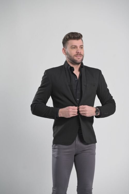 Blazer preto algodão c/ elastano slim - Imagem 2