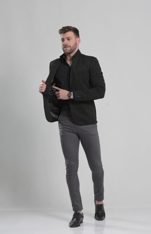 Blazer preto algodão c/ elastano slim - Imagem 3
