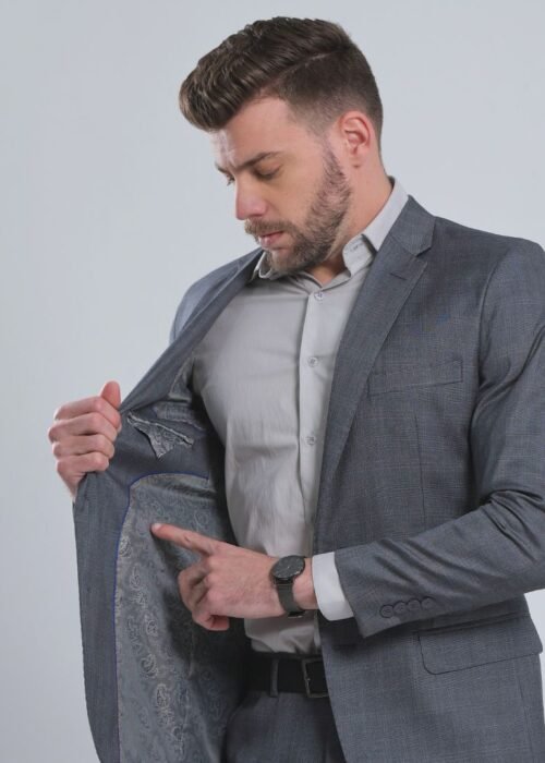 Terno tropical xadrez slim fit