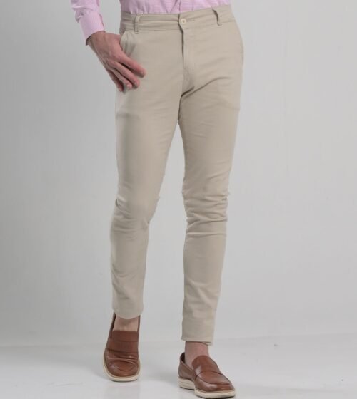 Calça sarja alfaiataria elastano areia
