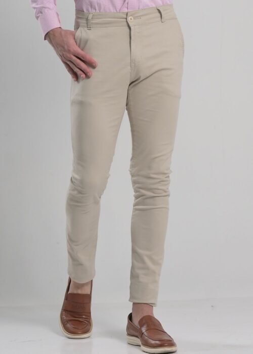Calça sarja alfaiataria elastano areia
