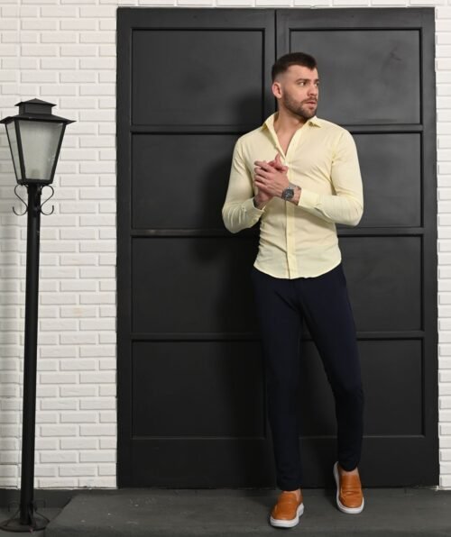 Camisa slim algodão c\ elastano