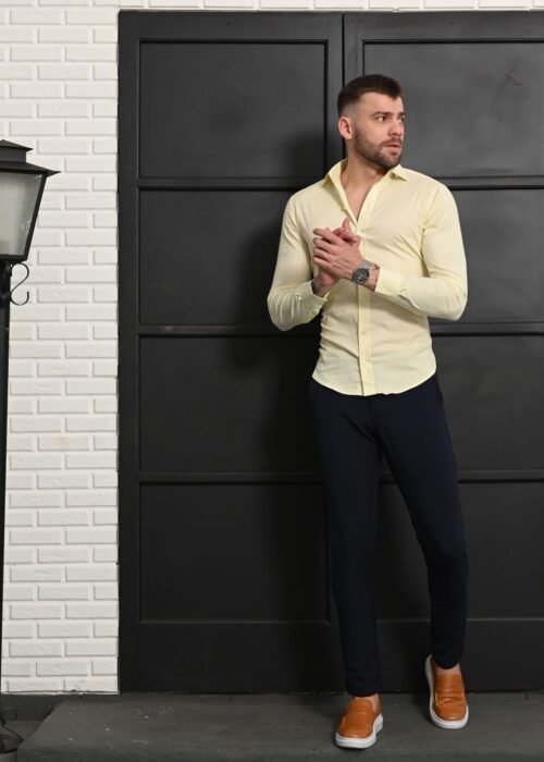 Camisa slim algodão c\ elastano