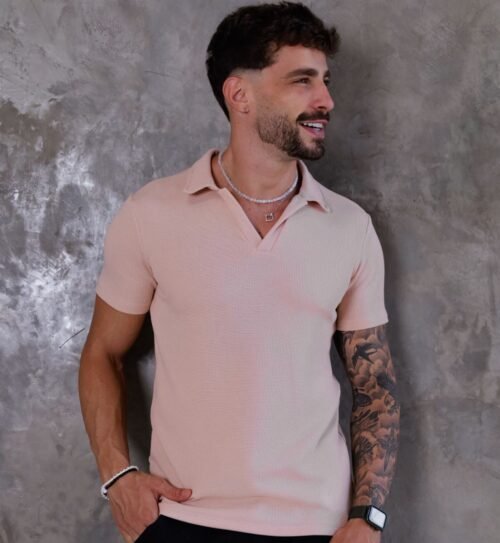 Polo Rosé Texturizada algodão
