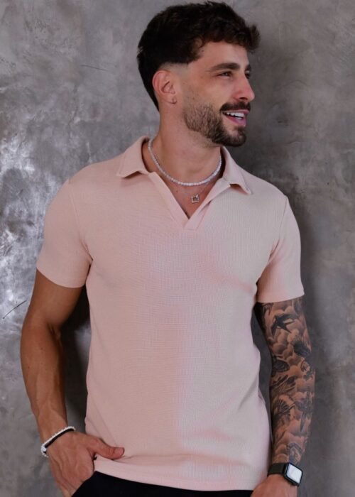 Polo Rosé Texturizada algodão
