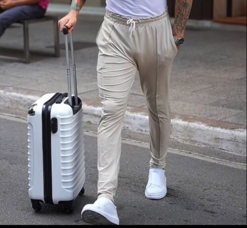 Calça areia alfaiataria elastano