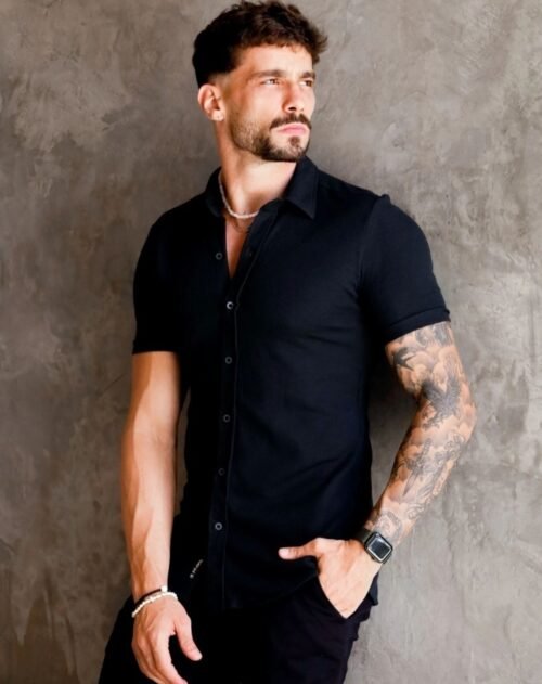 Camisa Sport texturizada algodão