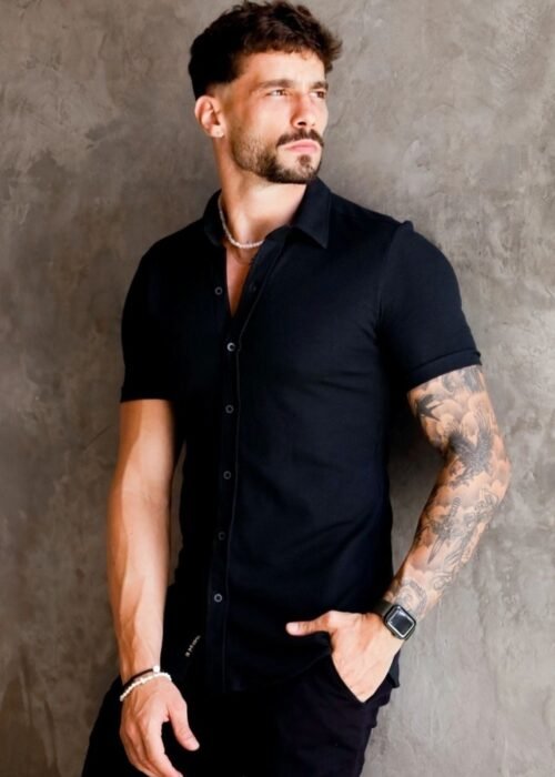 Camisa Sport texturizada algodão