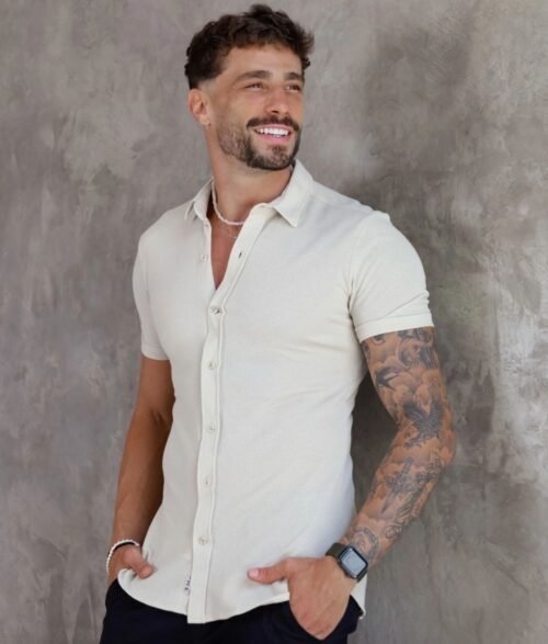 Camisa Sport texturizada algodão
