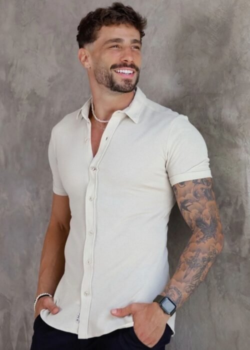 Camisa Sport texturizada algodão