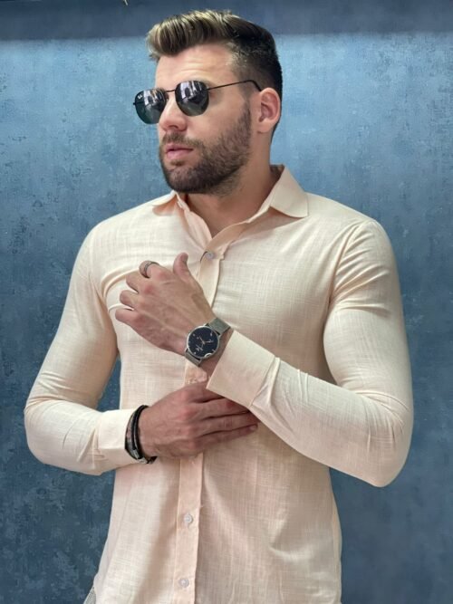 Camisa salmão algodão fio 80