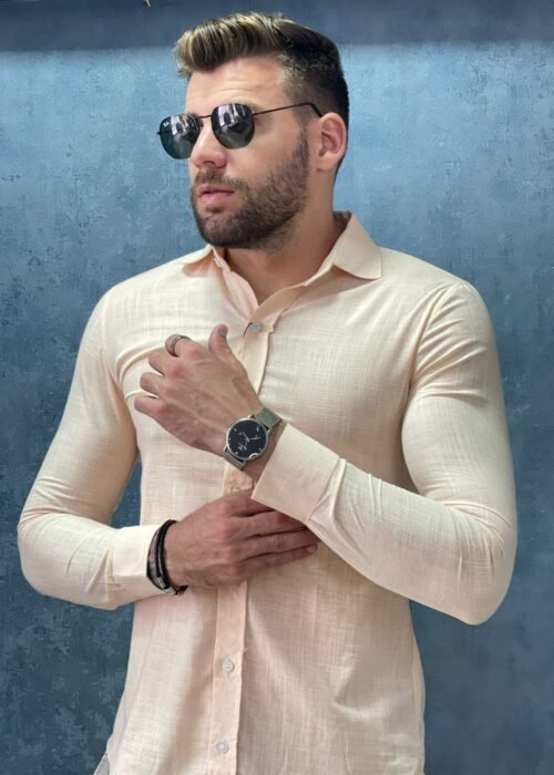 Camisa salmão algodão fio 80