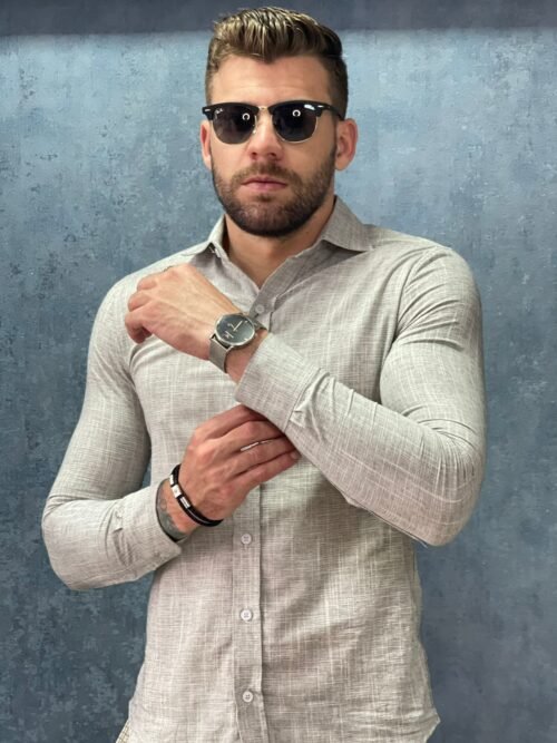 Camisa cinza algodão fio 80
