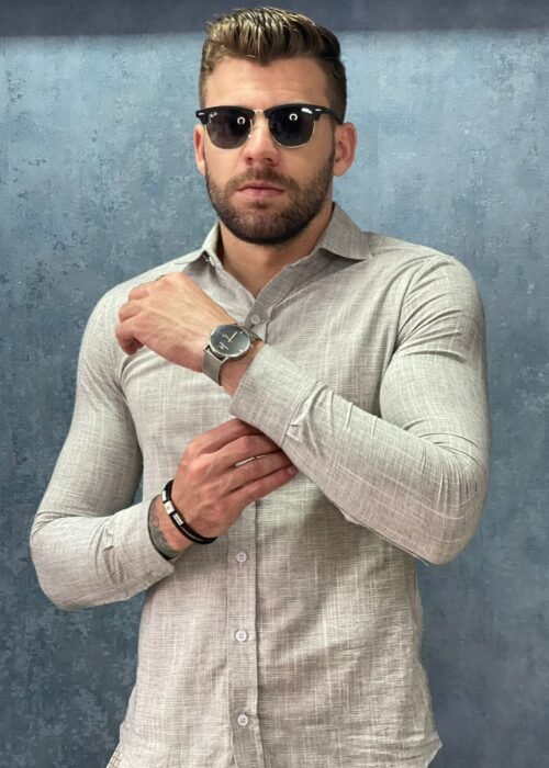 Camisa cinza algodão fio 80