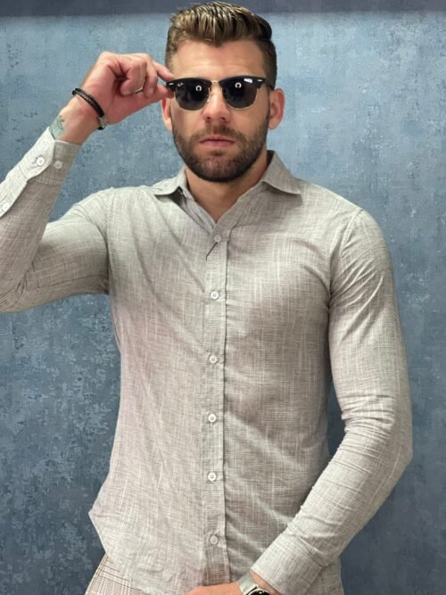 Camisa cinza algodão fio 80 - Imagem 2