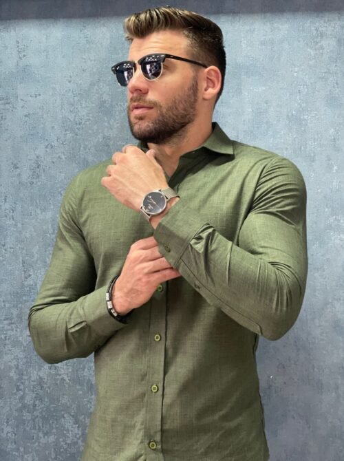 Camisa verde algodão fio 80