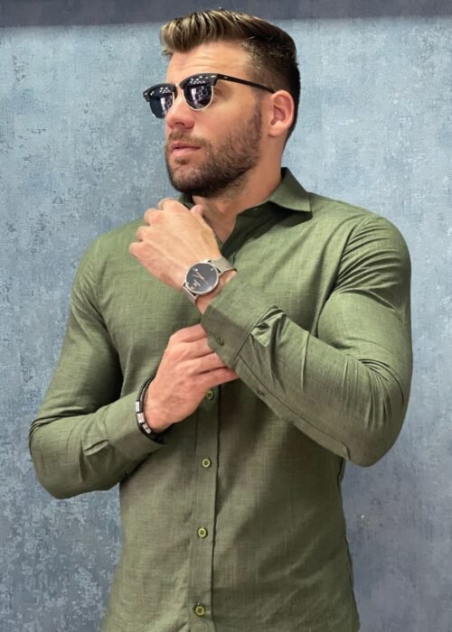 Camisa verde algodão fio 80