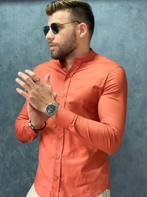 Camisa gola padre elastano slim fit