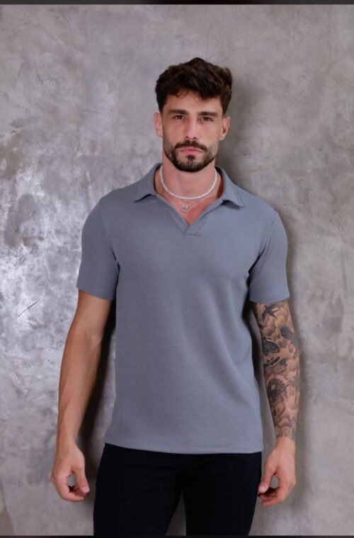 Polo Texturizada algodão s/ Botão