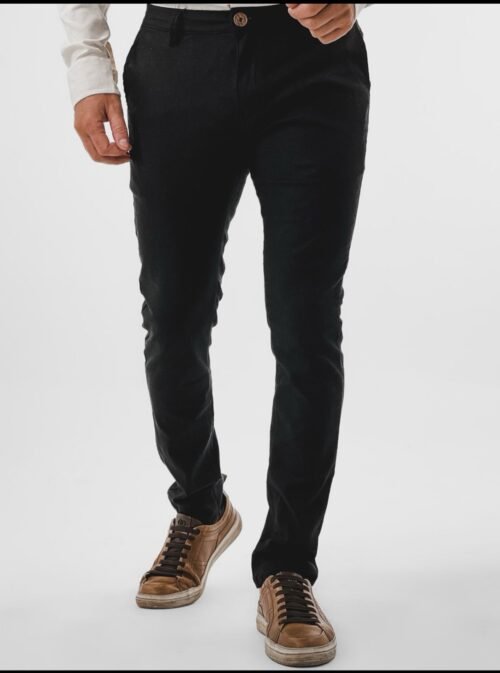 Calça alfaiataria linho preta elastano