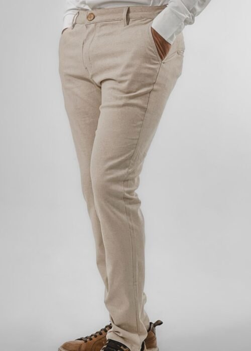 Calça alfaiataria linho natural elastano