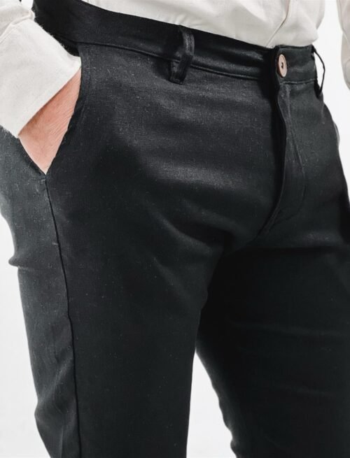 Calça alfaiataria linho preta elastano - Imagem 2