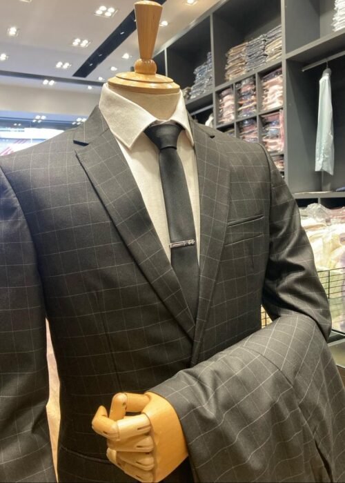 Terno Preto Tropical xadrez slim fit