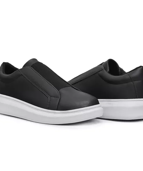 Sneaker elastico reto couro