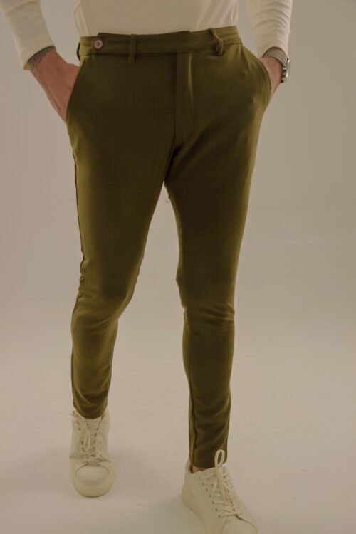 Calça alfaiataria cós transpassado verde - Imagem 3