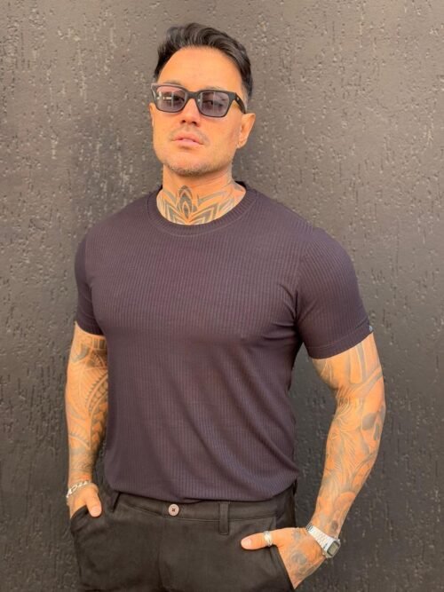 Camiseta viscose canelada casual