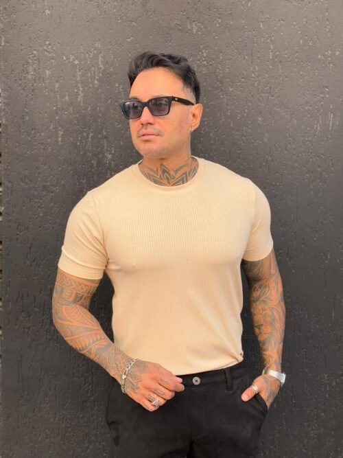 Camiseta viscose canelada casual