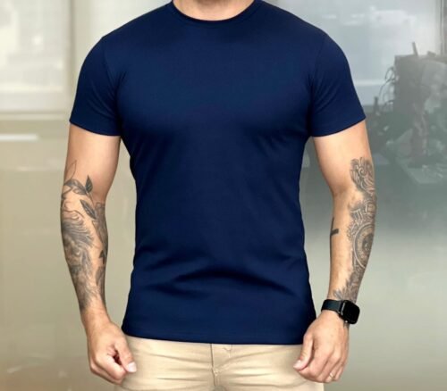 Camiseta gola R slim fit marinho
