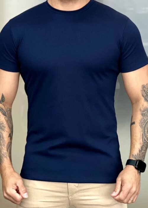 Camiseta gola R slim fit marinho