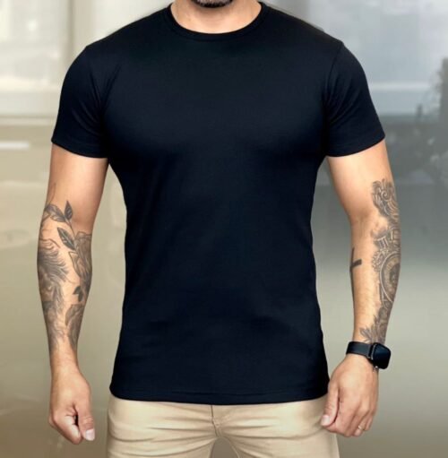 Camiseta gola R slim fit preto
