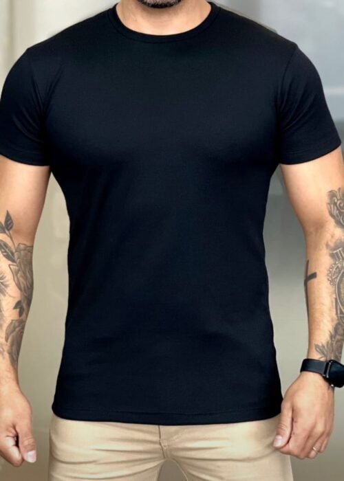 Camiseta gola R slim fit preto